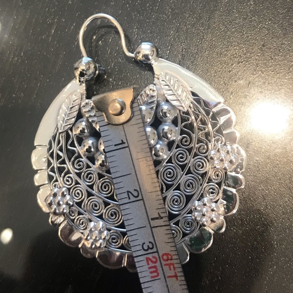 Filigree .925 silver earrings - Picture 4 of 8